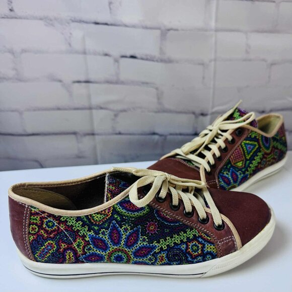 Colorful Mandala Boho Sneakers – Handmade Mexican Style – Women's Size ~8 - Picture 3 of 8